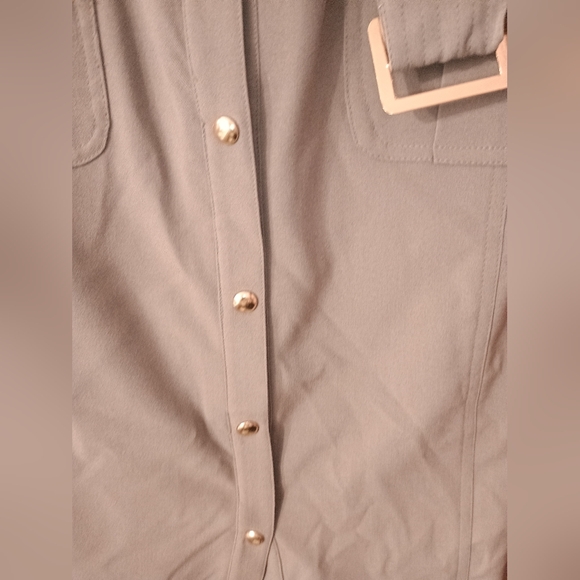 Sandra Darren Military Safari Dress Green Size 6 Snap Front Belted - Picture 7 of 14